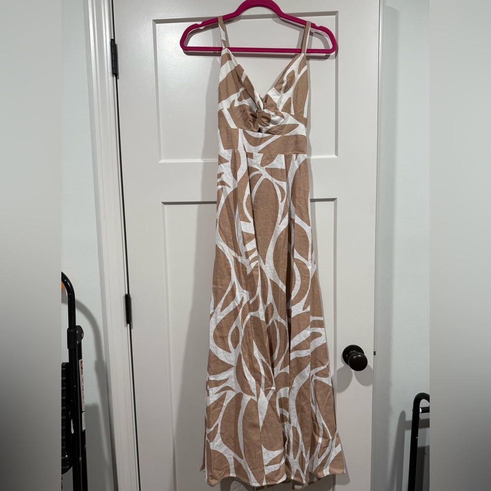 Tan and White Maxi Dress